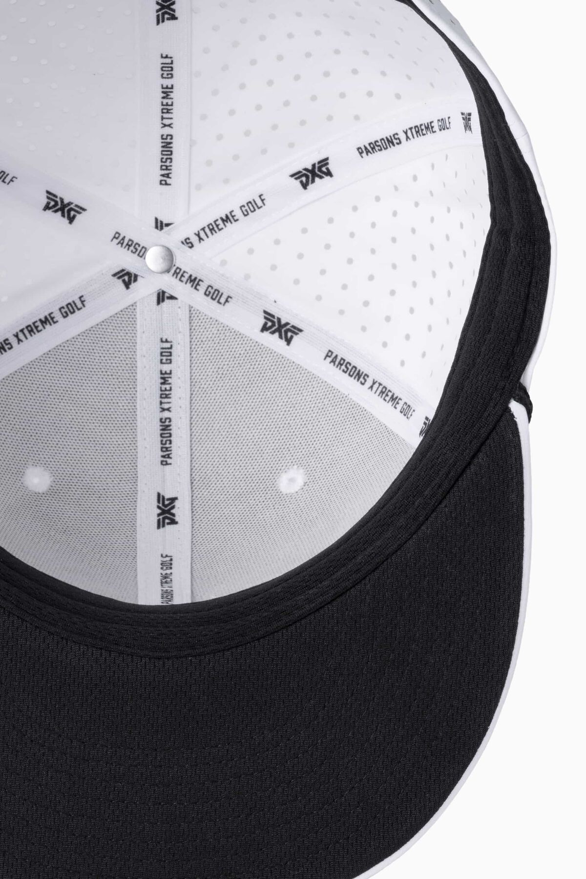 Men's 6-Panel High Crown Snapback Cap - White/Black Logo - One Size White & Black